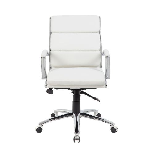 Boss CaressoftPlus Mid-Back Executive Chair (White)