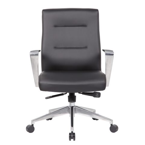 Boss Modern Conference Chair with Aluminum Arm & Base (Black)
