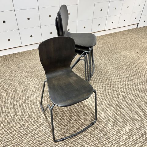 Used Wood Stacking Breakroom Cafe Chairs with Metal Base (Green Grey) CHK1881-014