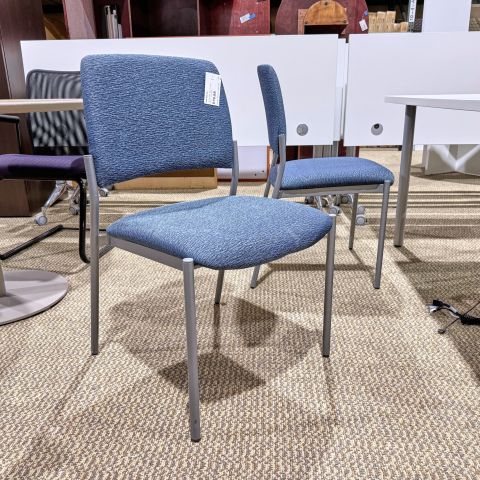 Used Krug Armless Stack Chair (Blue Pattern & Silver) CHK1886-022
