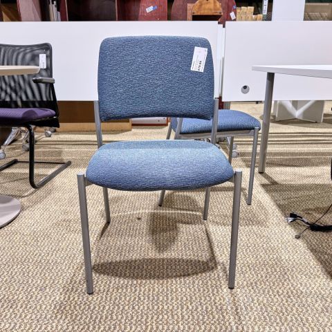 Used Krug Armless Stack Chair (Blue Pattern & Silver) CHK1886-022