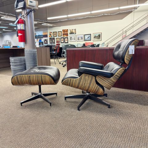 Used Eames Lounge Chair Clone (Light Rosewood & Black Leather) CHL1908-011