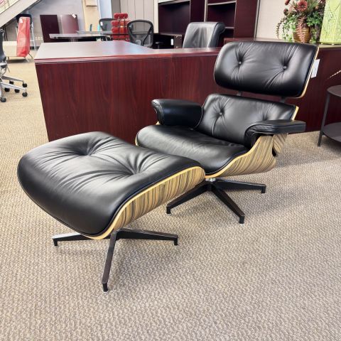 Used Eames Lounge Chair Clone (Light Rosewood & Black Leather) CHL1908-011