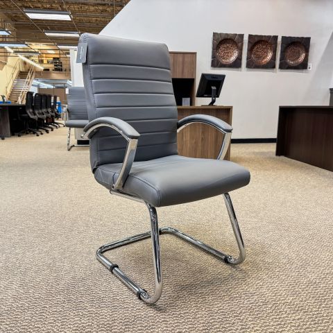 Used Vinyl Sled Based Guest Chair (Grey) CHS1894-006