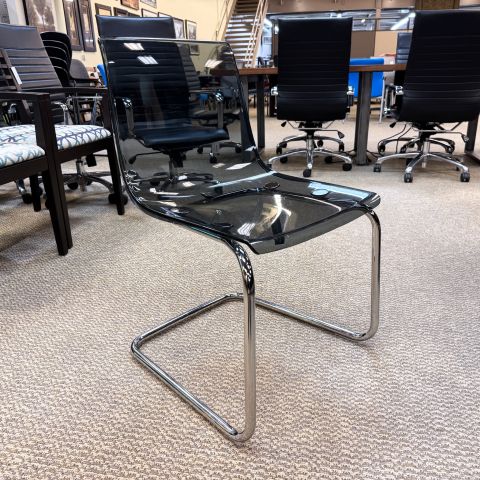 Used Sled Based Guest Side Chairs (Translucent Smoke & Chrome) CHS1902-016