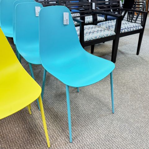 Used Break Room Colored Plastic Side Chair (Cyan) CHS1902-024