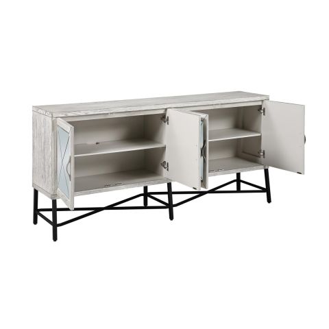 Costani Mirrored 4 Door Media Credenza (Hazy White)