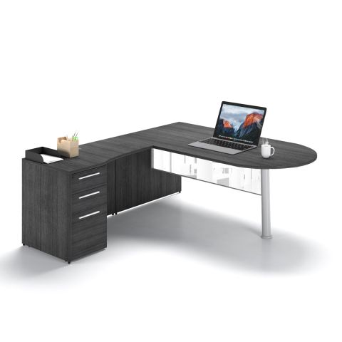 Potenza 72" L-Shaped Bullet End Desk - Back View