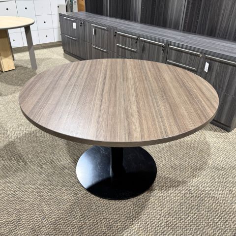 Used 48" Round Conference Meeting Table (Night Walnut & Black) CTB1902-011