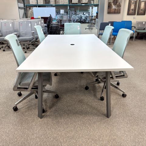 Used 8' Foot Metal Leg Conference Table (White) CTB1904-005