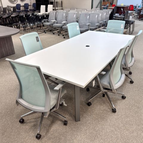 Used 8' Foot Metal Leg Conference Table (White) CTB1904-005