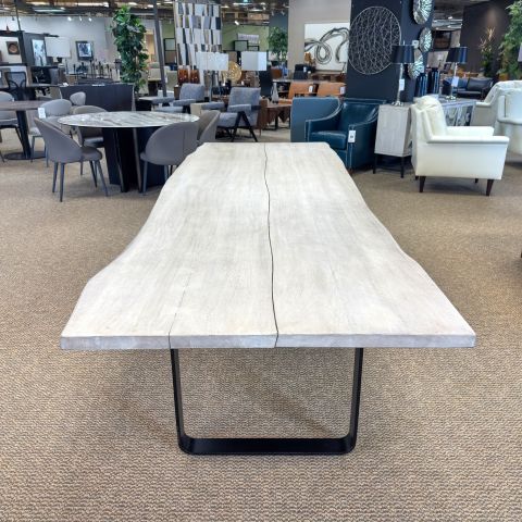 Used 12' Foot Live Edge Conference Table (White Ash & Black Base) CTB1907-012