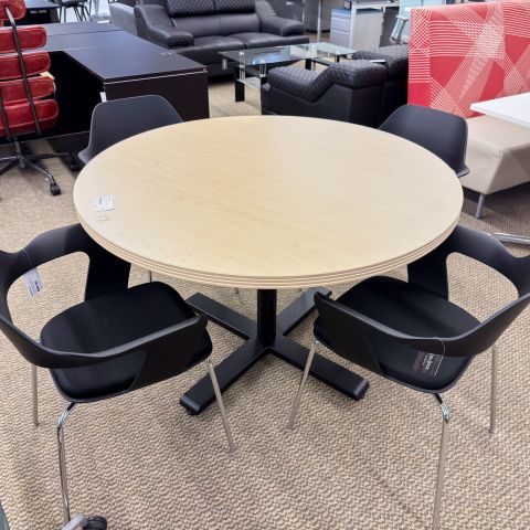 Used 47" Round Conference Table (Maple & Black) CTB9999-1826