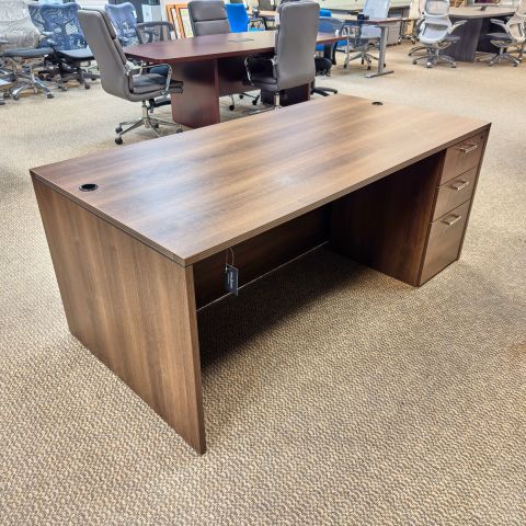 Used Cherryman 72x36 Desk with Box Box File Pedestal (Modern Walnut) DEE1915-004