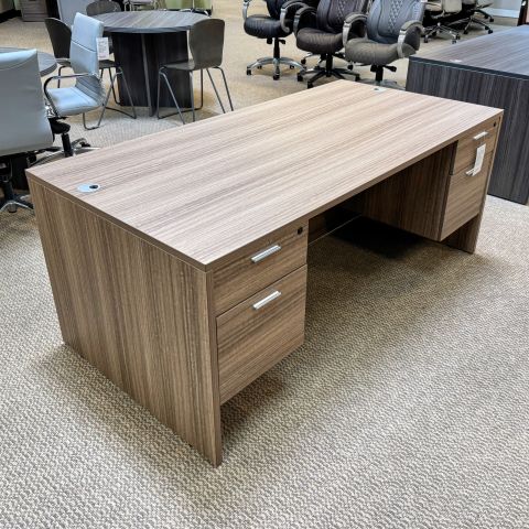 Design Tech 36"x71" Desk with x2 Box-File Peds (Noce)