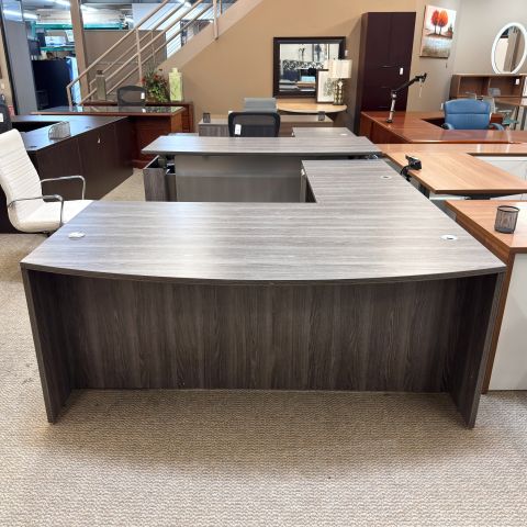 Used 72x36 Bow Top L-Shape Desk (Grey) DEL1906-001