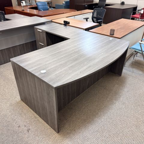 Used 72x36 Bow Top L-Shape Desk (Grey) DEL1906-001