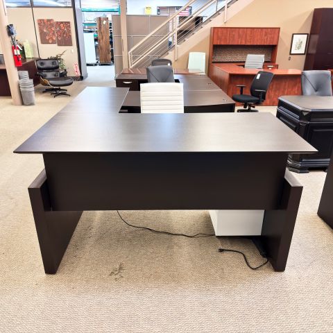 Used 72"x30" Right L-Shape Height Adjustable Cladded Desk (Espresso) DEL1908-001