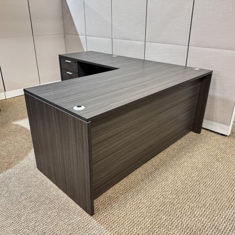 Design Tech 66" L-Shaped Desk with x2 Box-File Peds (Grigio)