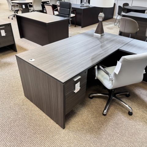 Design Tech 71" L-Shaped Desk with x2 Box-File Peds (Grigio)