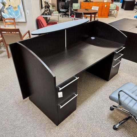 Used Mayline 72" Reception Desk with Double Pedestals (Espresso) DER1898-001