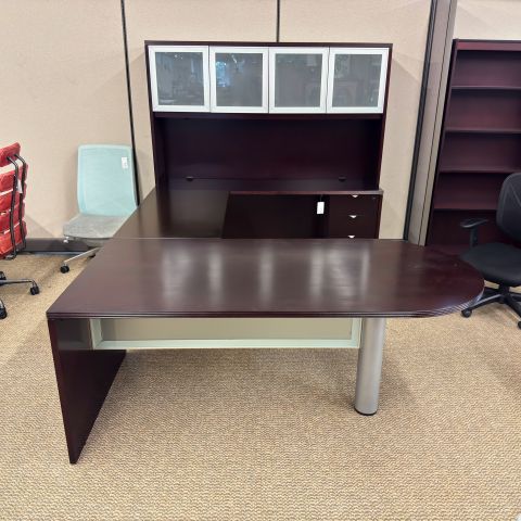 Used Right U-Shape Bullet Desk with Hutch (Espresso) DEU1908-005
