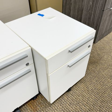 Used 18"x15" 2 Drawer Mobile Box-File File Pedestal (White) FIM1829-008