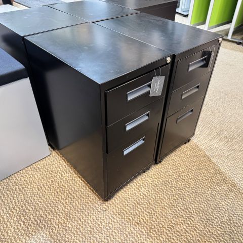Used 29"H Mobile Metal Box-Box-File Pedestal (Black) FIM1902-031