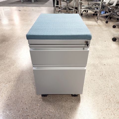 Used Haworth 23"D Mobile BF File Cabinet (Blue & Gun Metal) FIM1904-023