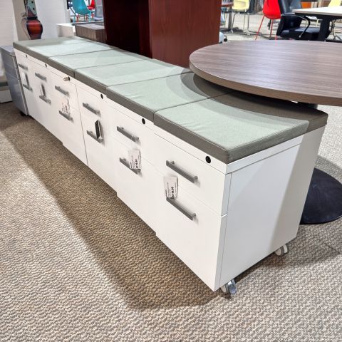 Used 16"x20" Box-File Mobile File Pedestal (White & Green Cushion) FIM1908-009