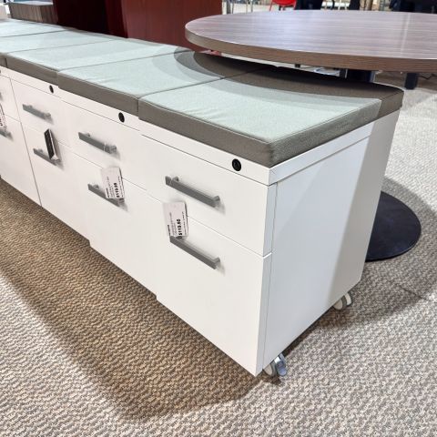 Used 16"x20" Box-File Mobile File Pedestal (White & Green Cushion) FIM1908-009