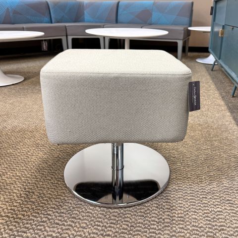 Used Allermuir 18" Inch Square Sitting Ottoman (Grey & Chrome)