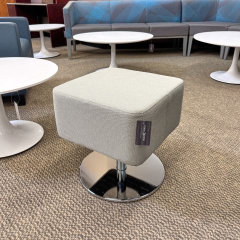 Used Allermuir 18" Inch Square Sitting Ottoman (Grey & Chrome) - Alternate View