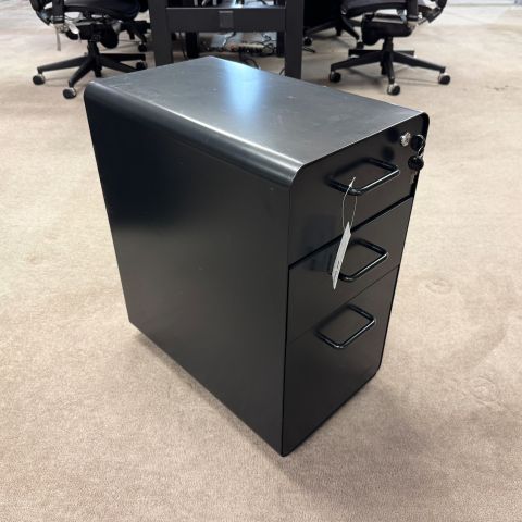 Used Poppins Slim Metal Box-Box-File File Pedestal (Black) PED1903-004