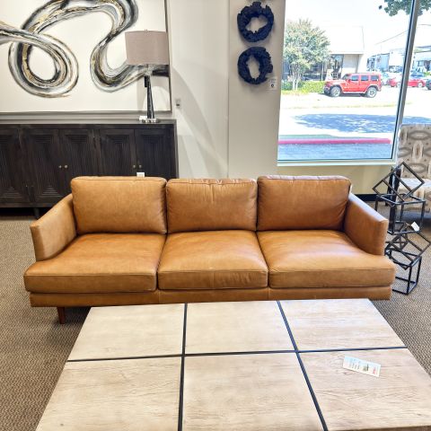Used West Elm Haven Lofe 86" Leather Sofa (Sesame & Pecan) SOF1916-003