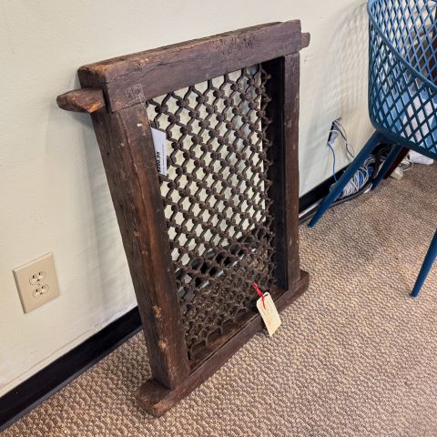 Used Decorative Antique Indian Iron Window with Wood Frame (Espresso) ACC9999-1799