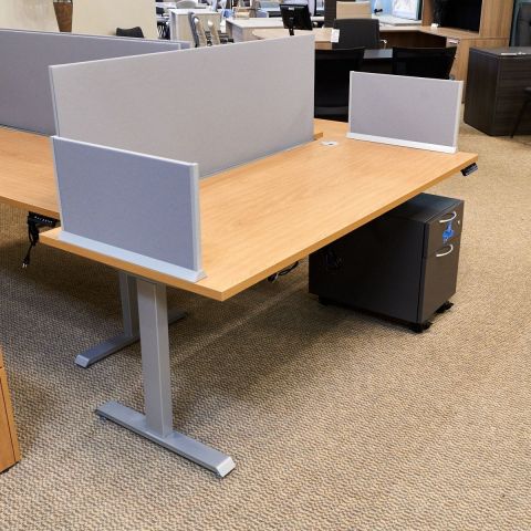 Used Hon 30x72 Sit-to-Stand Desk with File Pedestal & Screens (Honey) AHT1806-002
