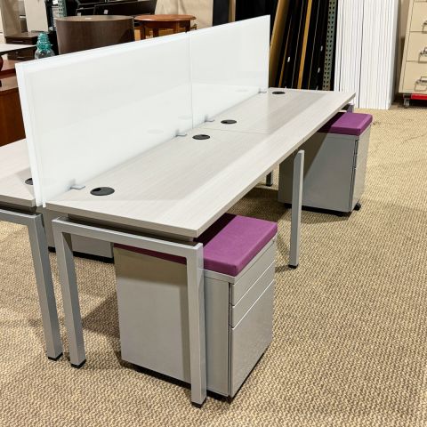 Used OFD Connect It 2-Pod Benching Desk with Mobile Files (Grey) BEN1860-002