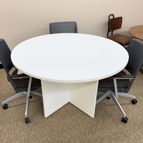 Used 48" Inch Round Table with X Base (White) BRK9999-1720