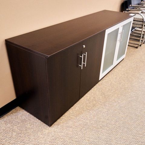 Used 72" Buffet Console with Two Glass Doors (Mocha) BUF1749-008