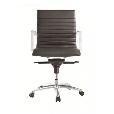 Zetti Leather Mid Back Executive Chair (Black)