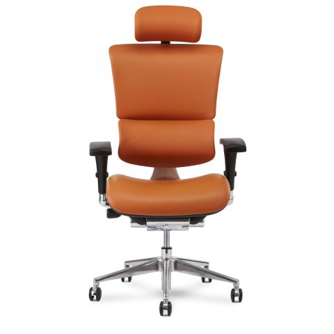 X-Chair X4 Leather Executive Chair with Headrest (Cognac)