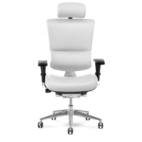 X-Chair X4 Leather Executive Chair with Headrest (White)