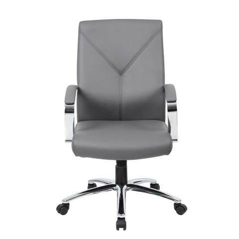 Boss Leather Plus High Back Executive Chair (Gray)