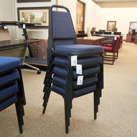 Used Armless Cafe Chair (Dark Navy) CHK1773-049