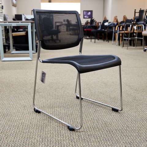 Used Break Room Stacking Chair (Black & Chrome) CHK1823-021