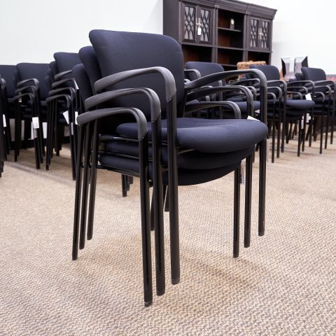 Used Armed Stacking Fabric Guest Chair (Black) CHK1849-001 - Angle View