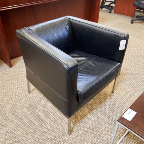 Used IKEA Leather Lounge Chair (Black) CHL1739-006