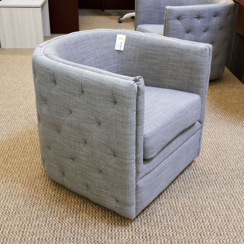 Used Button Tufted Swivel Lounge Chair (Light Grey) CHL1806-022