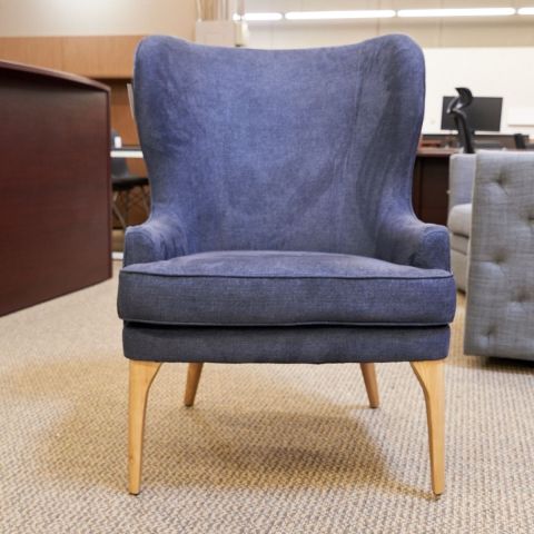 Used Queen Ann Lounge Chair (Maple & Blue) CHL1806-023